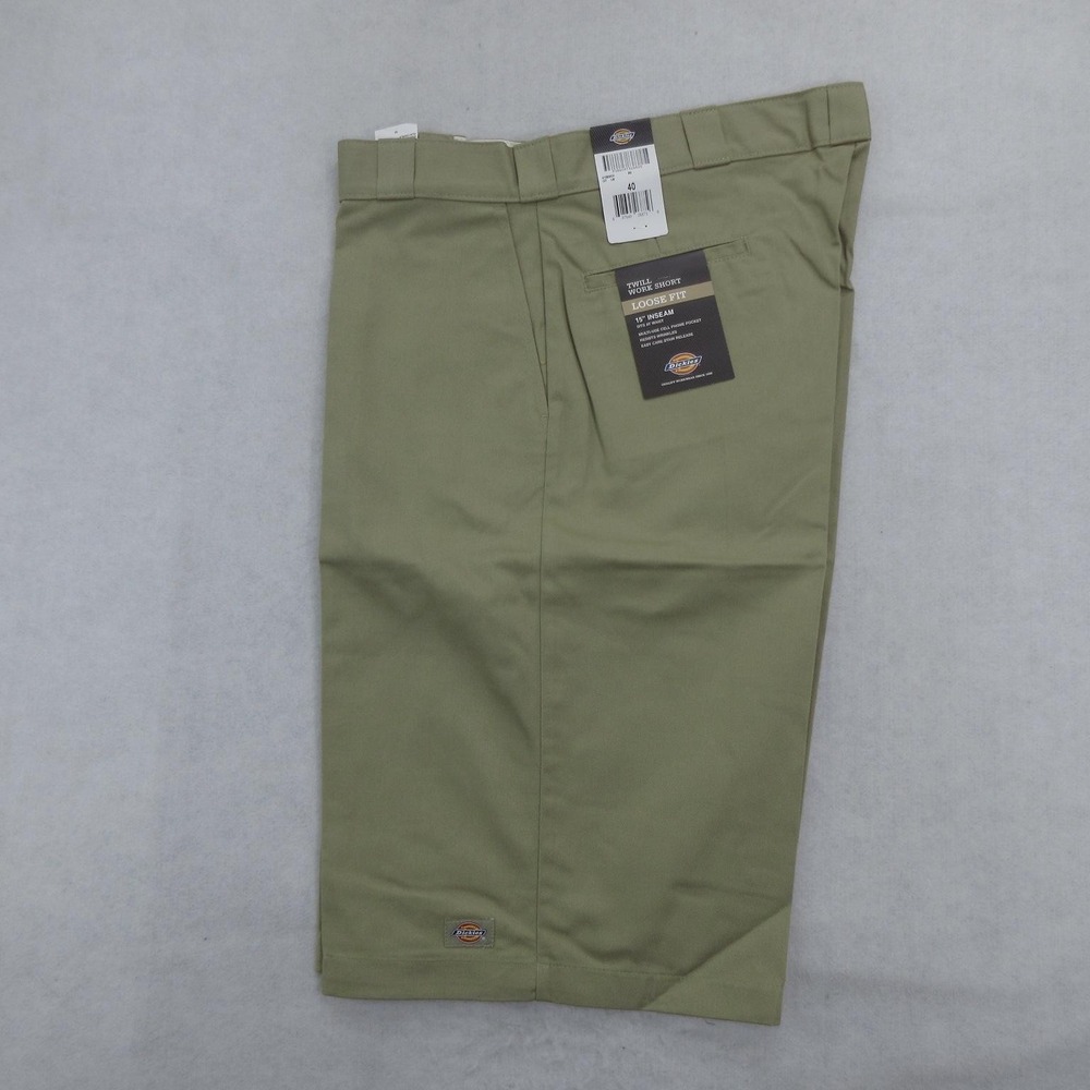 Dickies Twill Work Shorts Mens 40 Khaki Loose Fit 15 Inch Inseam Cell Pocket New